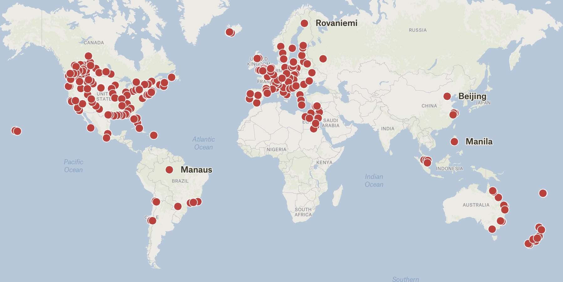 Cities visited