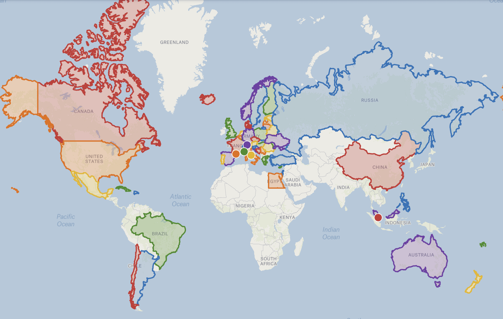 Countries visited